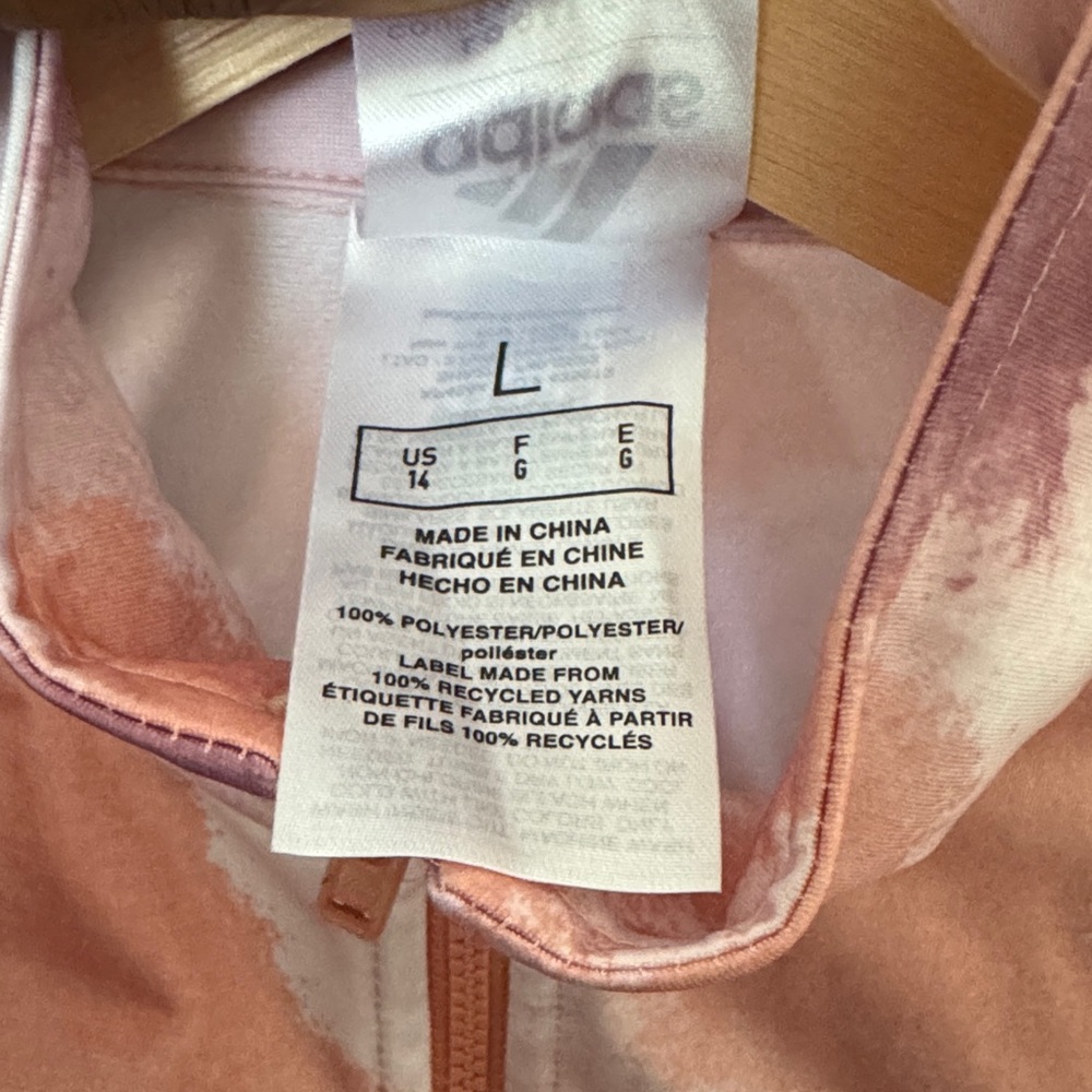 Adidas Pink Tie Dye Cropped zip up Track Jacket Big Kid Girls Lightweight Tricot - Picture 3 of 3